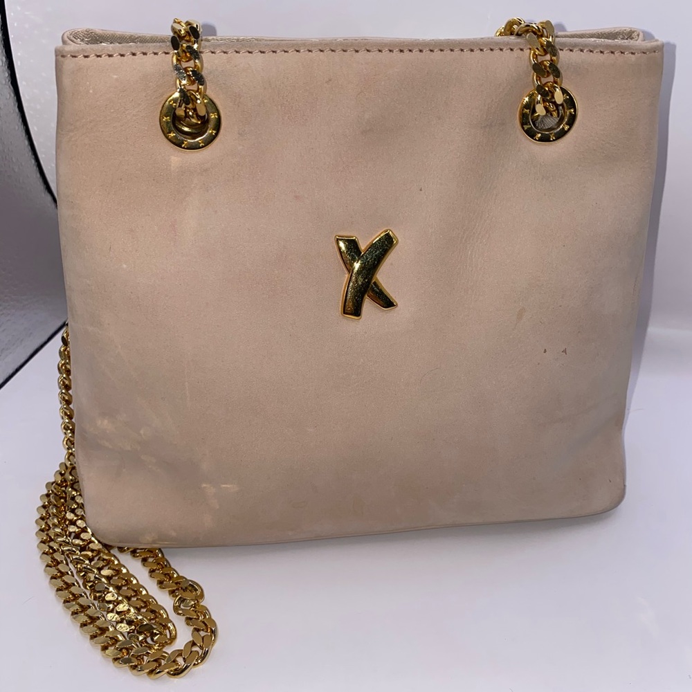 Paloma Picasso‎ Vintage Suede Leather Bag with Gold Accents